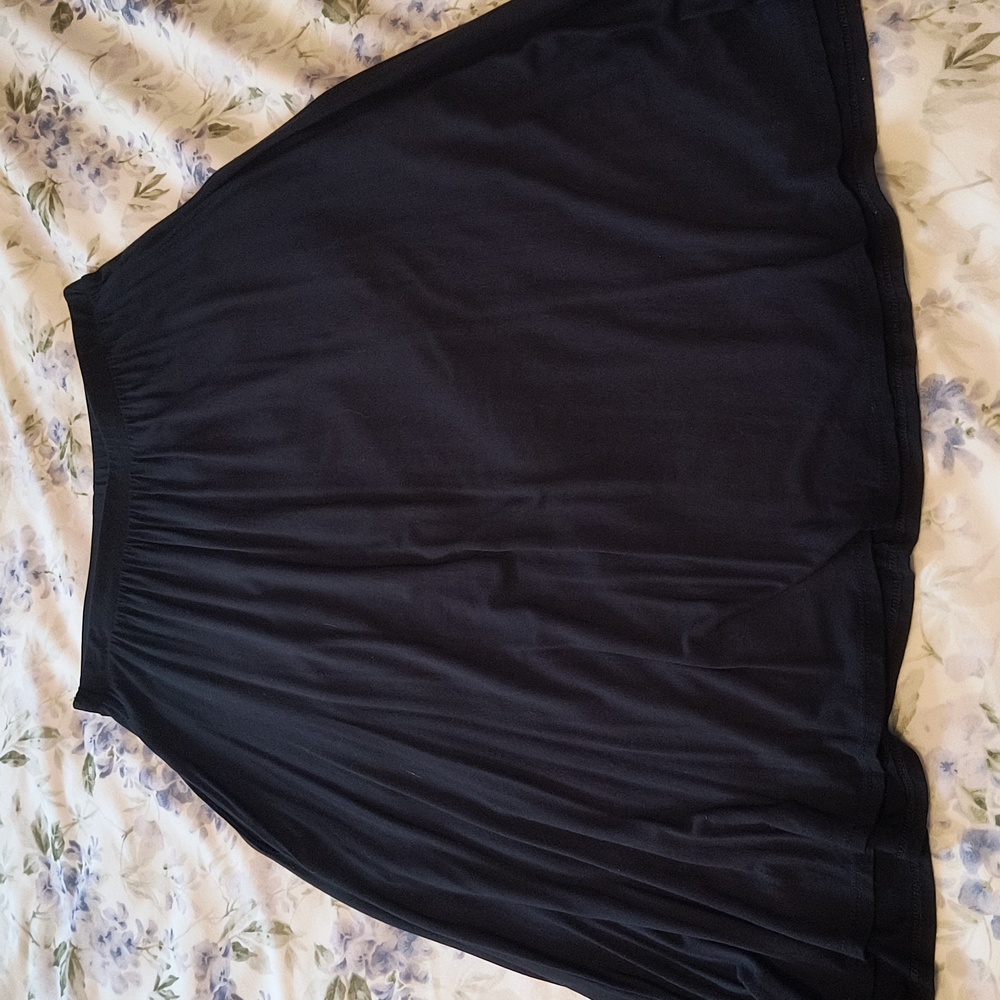 Black Jersey Knit Knee Length Skirt, BOMBOM brand, Size Large